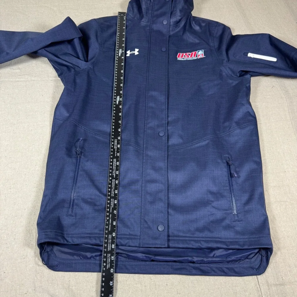 Under Armour Jacket Mens Medium Navy USA Bobsled Skeleton ColdGear Hood